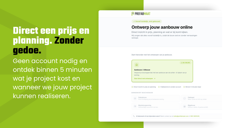 Stel je prefab aanbouw samen in de configurator