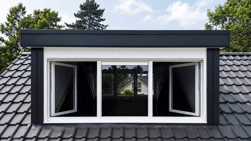Zwarte prefab dakkapel in Castricum