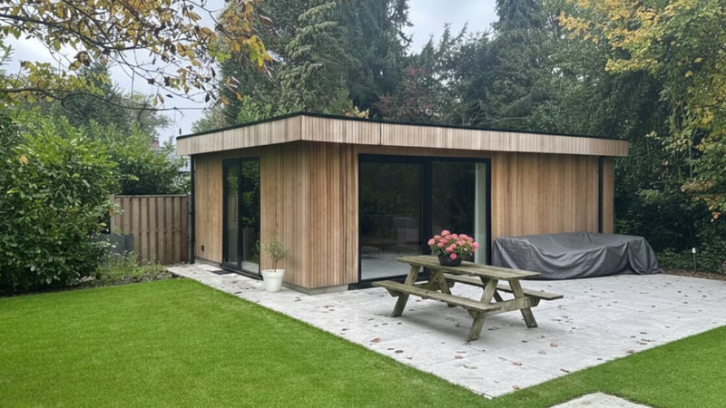 Prefab houten bijgebouw in Enschede