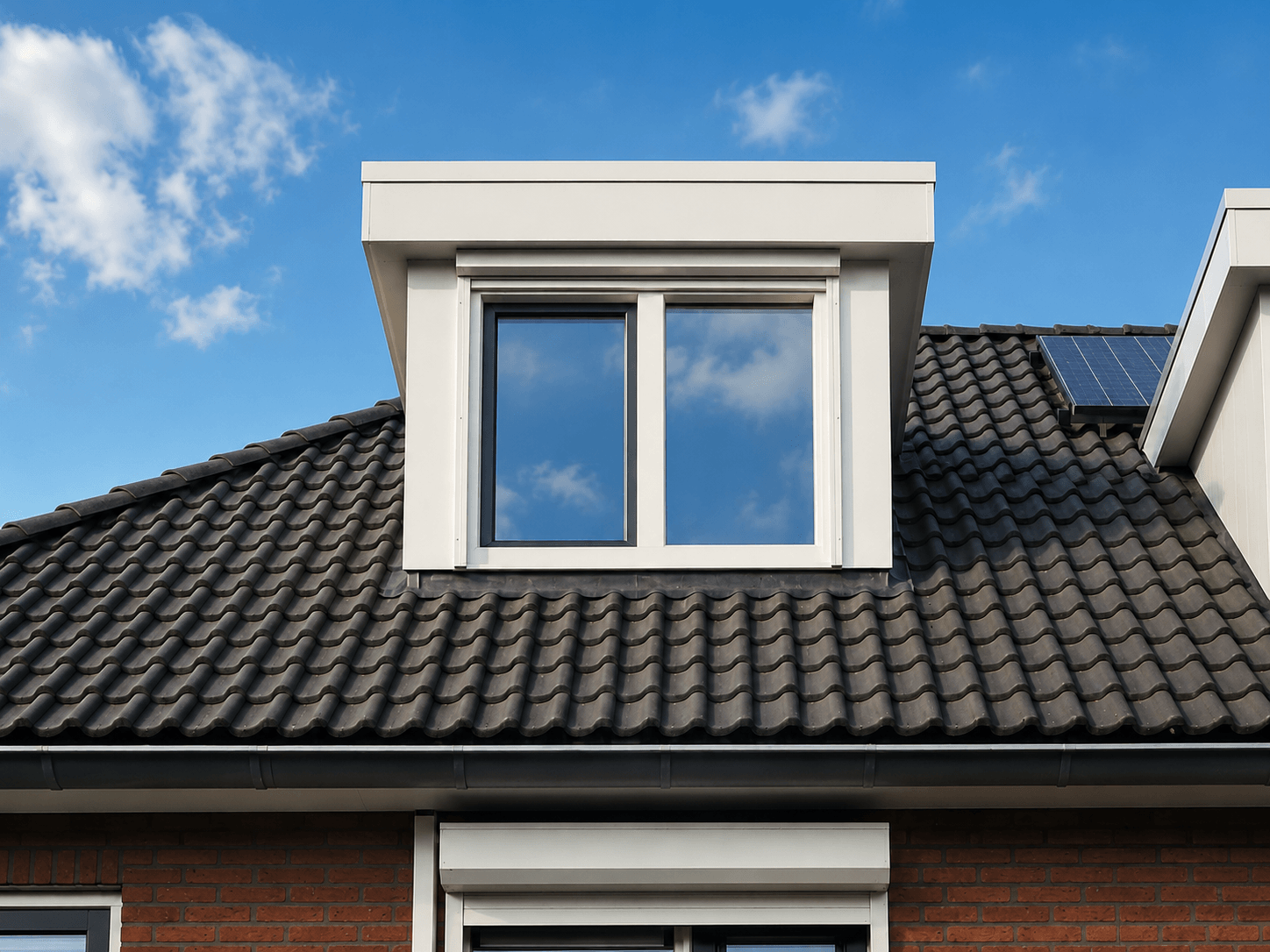 Prefab dakkapel in Houten met witte kozijnen