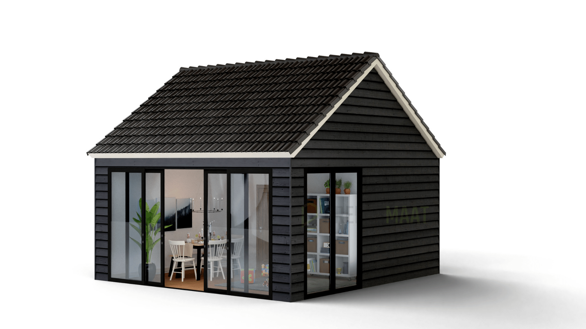 Microwoning met schuifpui en hellend dak