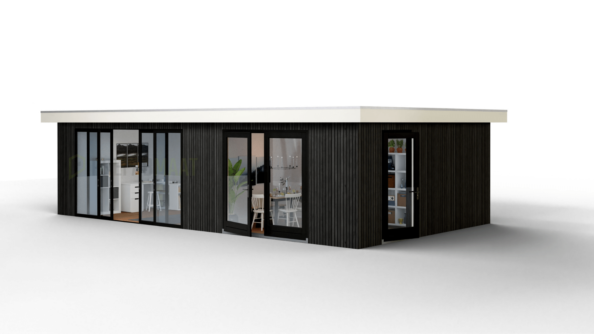 Prefab chalet met schuipui