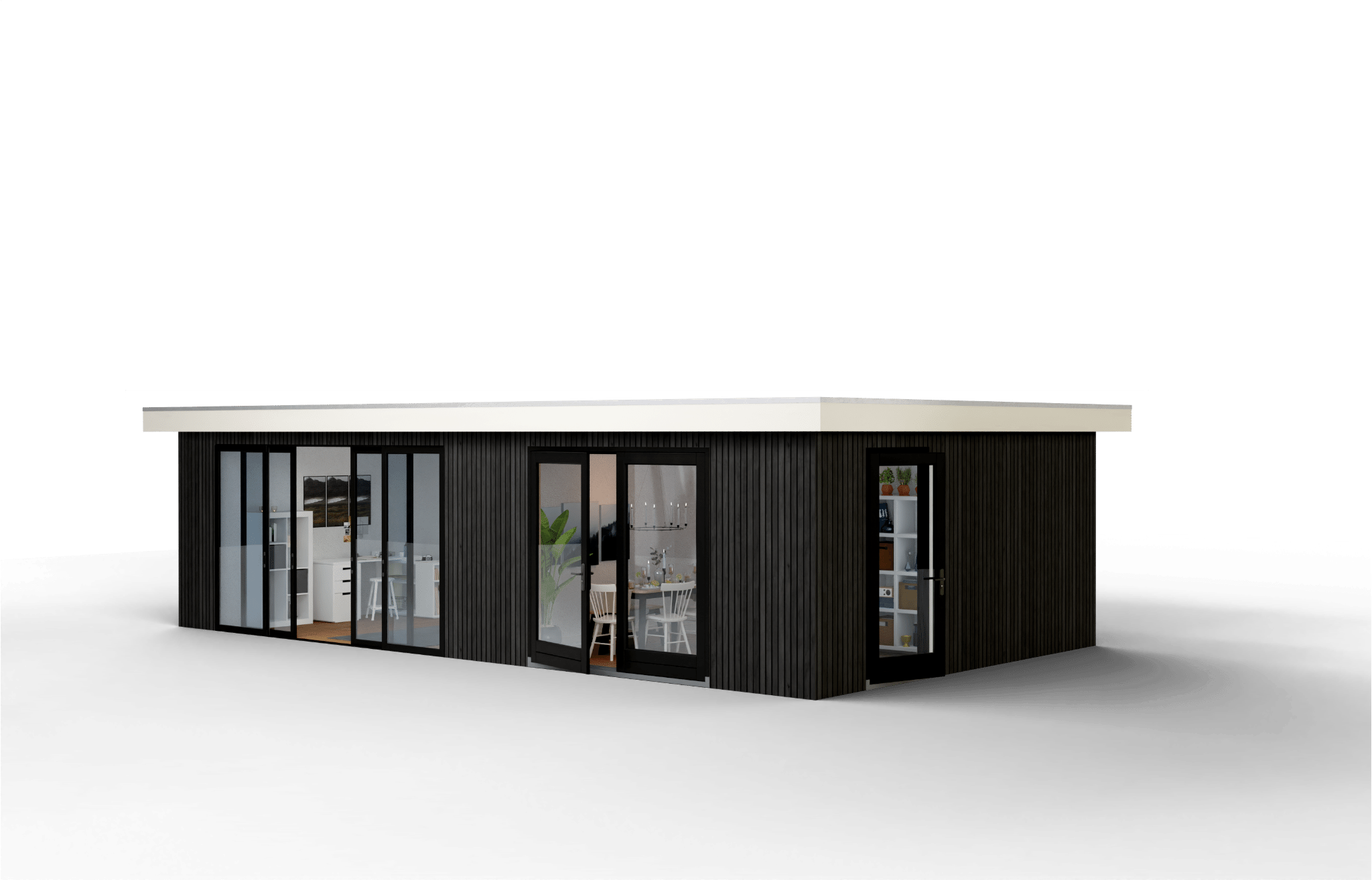 Woning zwart met overstek