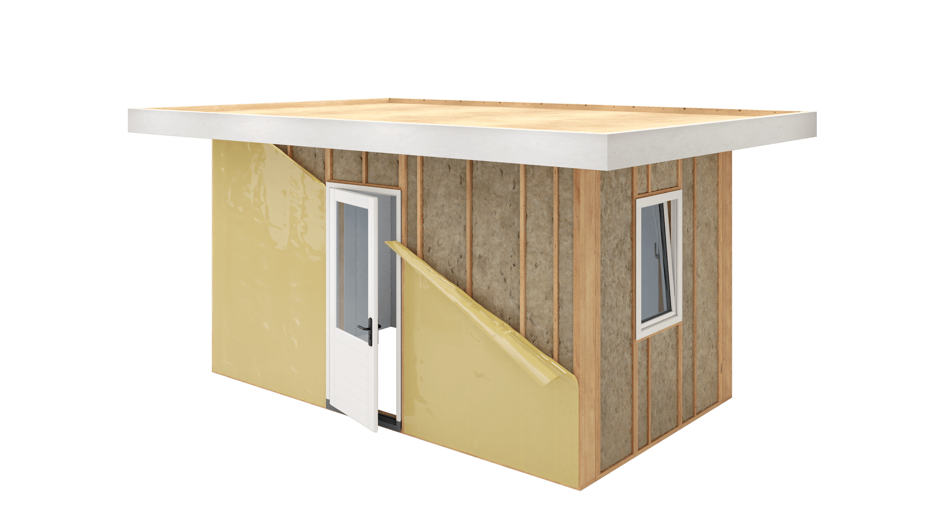 Prefab bijgebouw met kozijnen