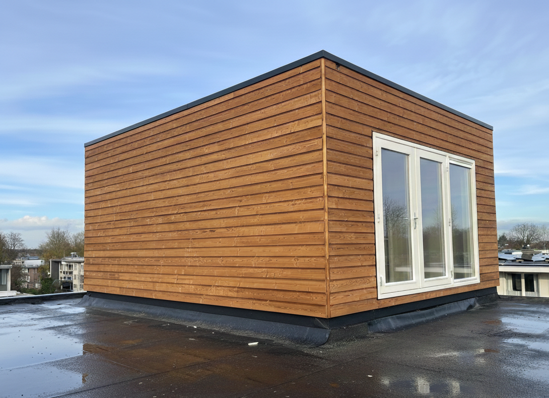 Thierry van Eennenaam - prefab dakopbouw met houten gevelbekleding